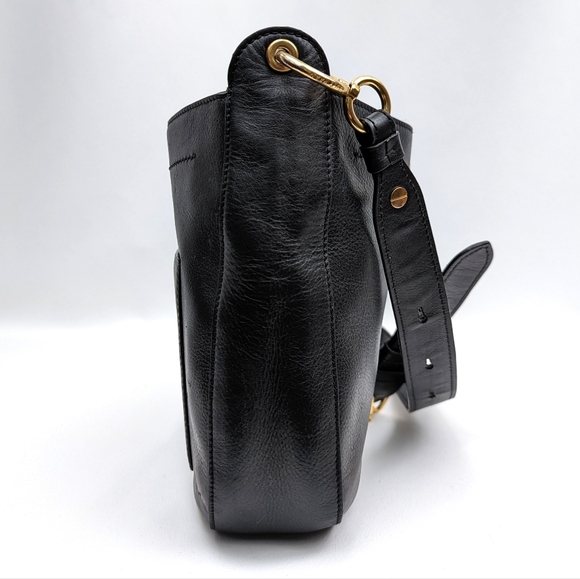 Cole Haan Zoe Crossbody Purse Black Leather Goldtone Hardware Adjustable Strap - Picture 9 of 16